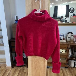 Pink Rose Vibrant Red Turtleneck Sweater